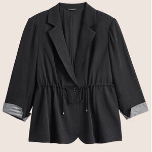 Black Blazer with Striped Cuffs